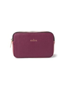 Kedzie Plum Pebbled Leather Cosmetic Pouch